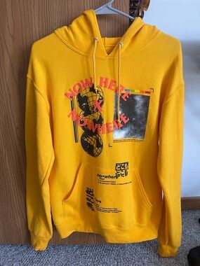 Yellow "Now Here x Nowhere" Graphic Hoodie